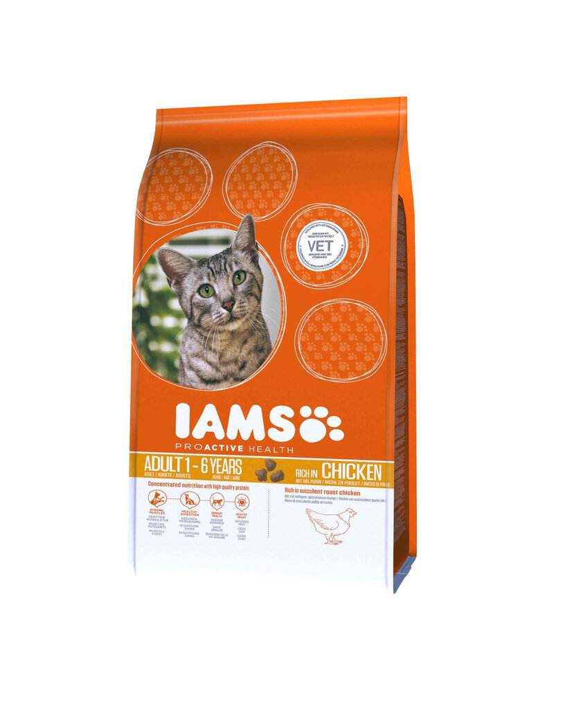 Kuivtoit kassidele Iams Adult All Breeds kanalihaga, 10 kg цена и информация | Kassi kuivtoit ja kassikrõbinad | hansapost.ee