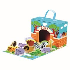 Деревянные животные зоопарка в чемоданчике Bino, 13 шт. цена и информация | Развивающие игрушки для детей | hansapost.ee