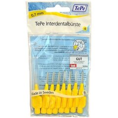 TePe Hambavaheharjad Tavalised 0,7 mm kollane 8 tk hind ja info | Hambaharjad, hampapastad ja suuloputusvedelikud | hansapost.ee