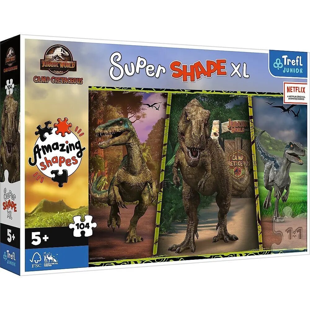 Pusle 104 osa, XL Super Shape, Dinosaurs Jurassic World hind ja info | Pusled lastele ja täiskasvanutele | hansapost.ee