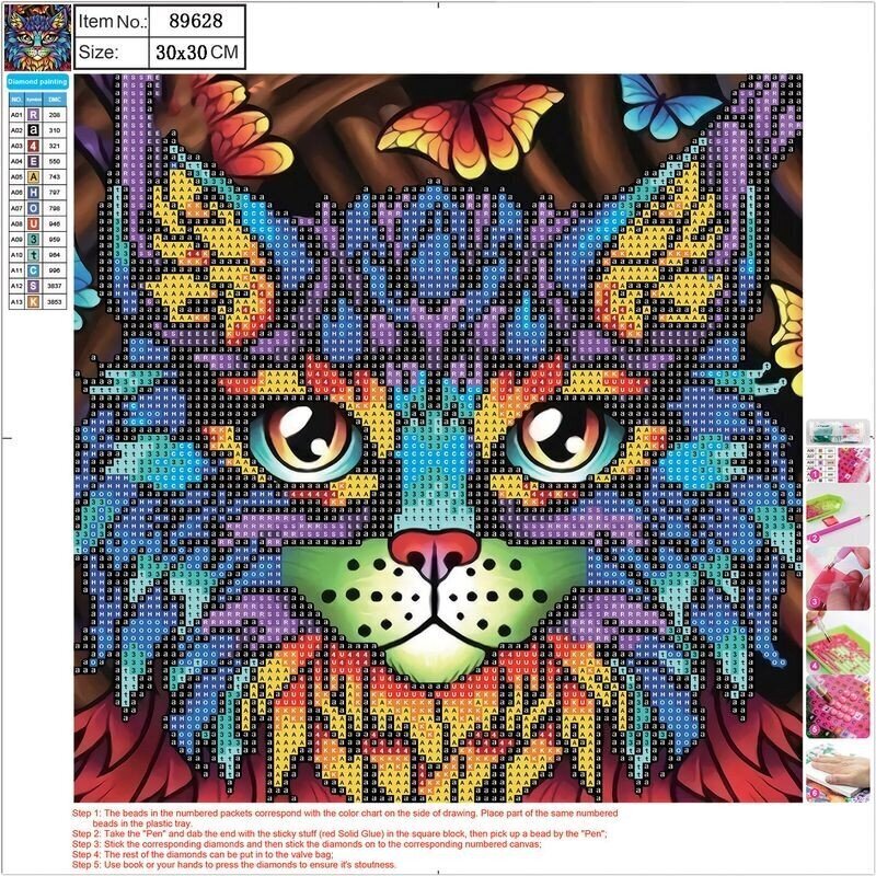 Teemantmosaiigikomplekt Cat, 30x30 cm цена и информация | Teemantmaalide komplektid | hansapost.ee