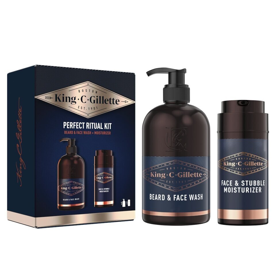 Kinkekomplekt meestele King C Gillette: habemepesuvahend 350ml + niisutaja 100ml цена и информация | Raseerimisvahendid | hansapost.ee