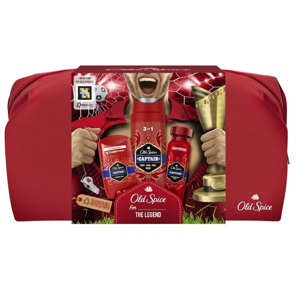 Kinkekomplekt meestele Old Spice Footballer: kosmeetikakott + pihustatav deodorant 150 ml + pulkdeodorant 50 ml + dušigeel 250 ml цена и информация | Deodorandid | hansapost.ee