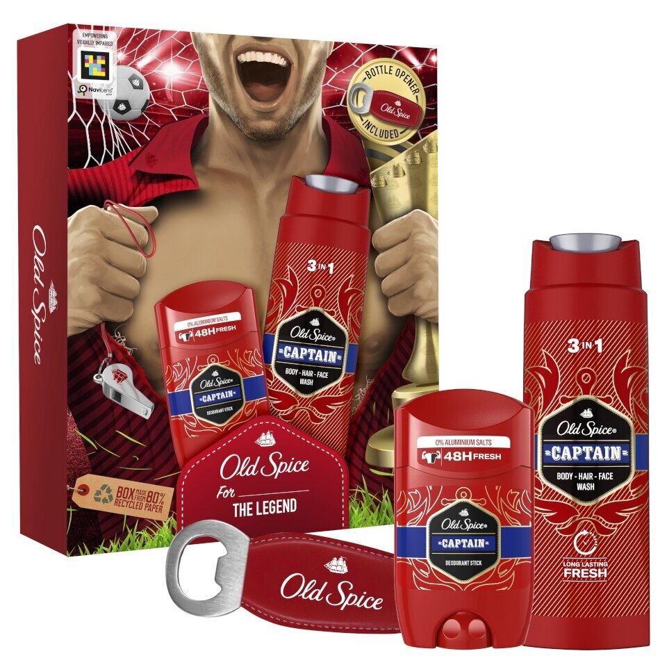 Kinkekomplekt meestele Old Spice Footballer: pulkdeodorant 50 ml + dušigeel 250 ml + avaja цена и информация | Deodorandid | hansapost.ee
