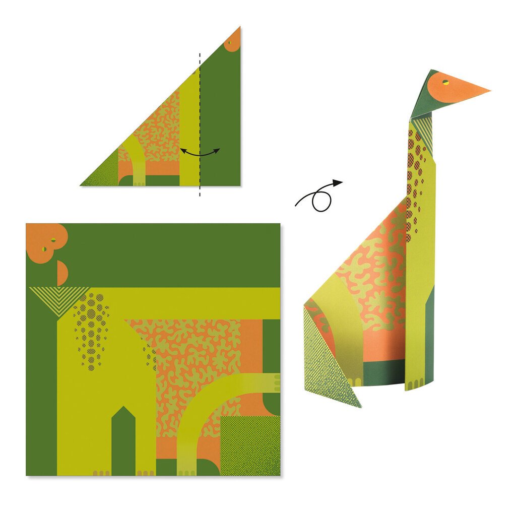 Origami paberid - Dinosaurused, Djeco, DJ08758 hind ja info | Arendavad laste mänguasjad | hansapost.ee