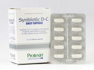 Пищевая добавка для собак и кошек Protexin Synbiotic DC, 200 мг, 50 капсул. цена и информация | Витамины, добавки, средства от паразитов для собак | hansapost.ee