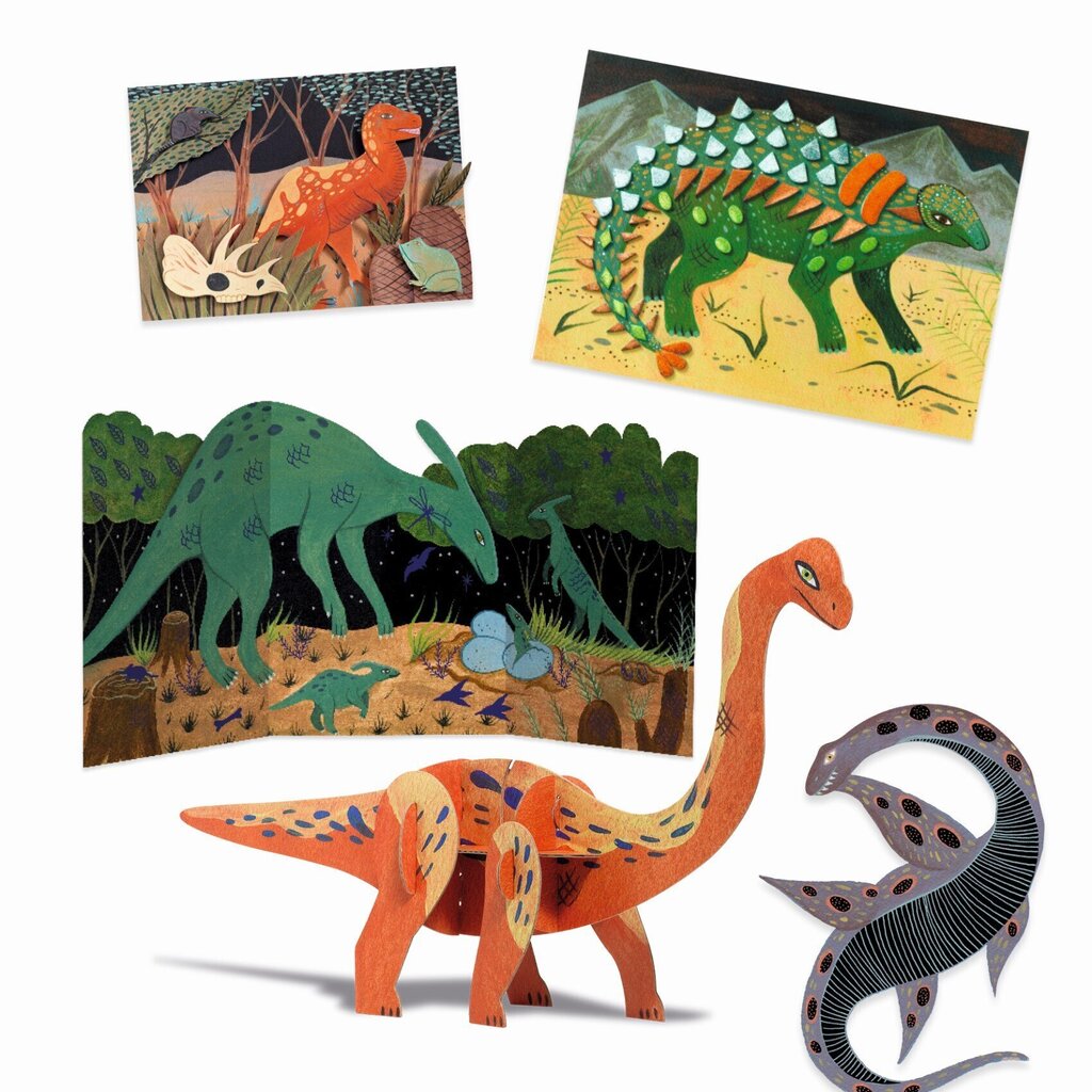 Mitmeotstarbeline loominguline komplekt Djeco Dinozaurų pasaulis, DJ09331 hind ja info | Arendavad laste mänguasjad | hansapost.ee