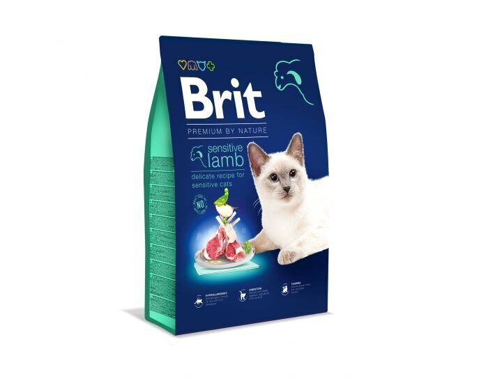 Brit Dry Premium By Nature Sensitive koos lambalihaga, 8 kg hind ja info | Kassi kuivtoit ja kassikrõbinad | hansapost.ee