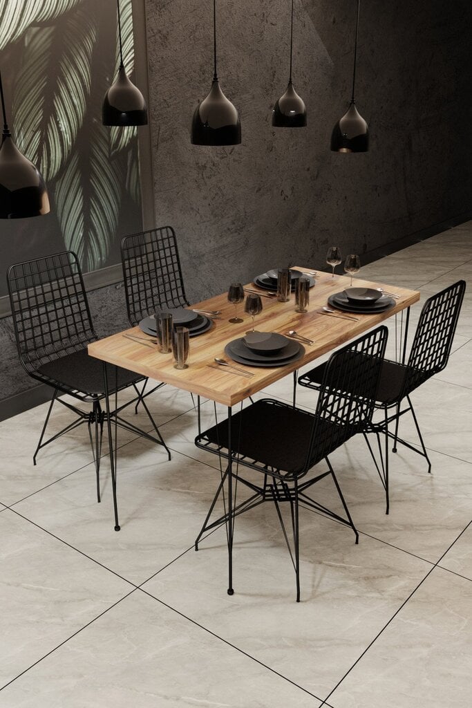 Laua ja toolide komplekt Asir, 5 tk, must hind ja info | Söögilauakomplektid | hansapost.ee