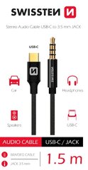 Swissten Textile Аудио Адаптер USB-C / 3,5 mm / 1.5m цена и информация | Swissten Бытовая техника и электроника | hansapost.ee