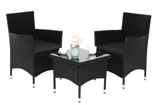 Corfu Balcony Set, Table 58x58x85cm, 2xArmchair 50x50x45cm With Pillow Gray, Technorattan Black цена и информация | Комплекты уличной мебели | hansapost.ee