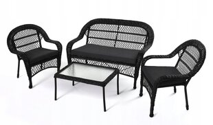 Lounge set coffee table sofa 2 armchairs black цена и информация | Комплекты уличной мебели | hansapost.ee