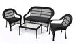 Lounge set coffee table sofa 2 armchairs black hind ja info | Välimööbli komplektid | hansapost.ee