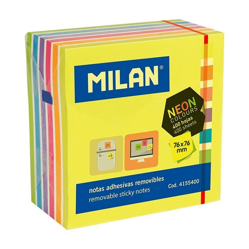 Märkmelehed MILAN, 76 x 76 mm, 400 lehte, neoonvärviga цена и информация | Vihikud, märkmikud ja paberikaubad | hansapost.ee