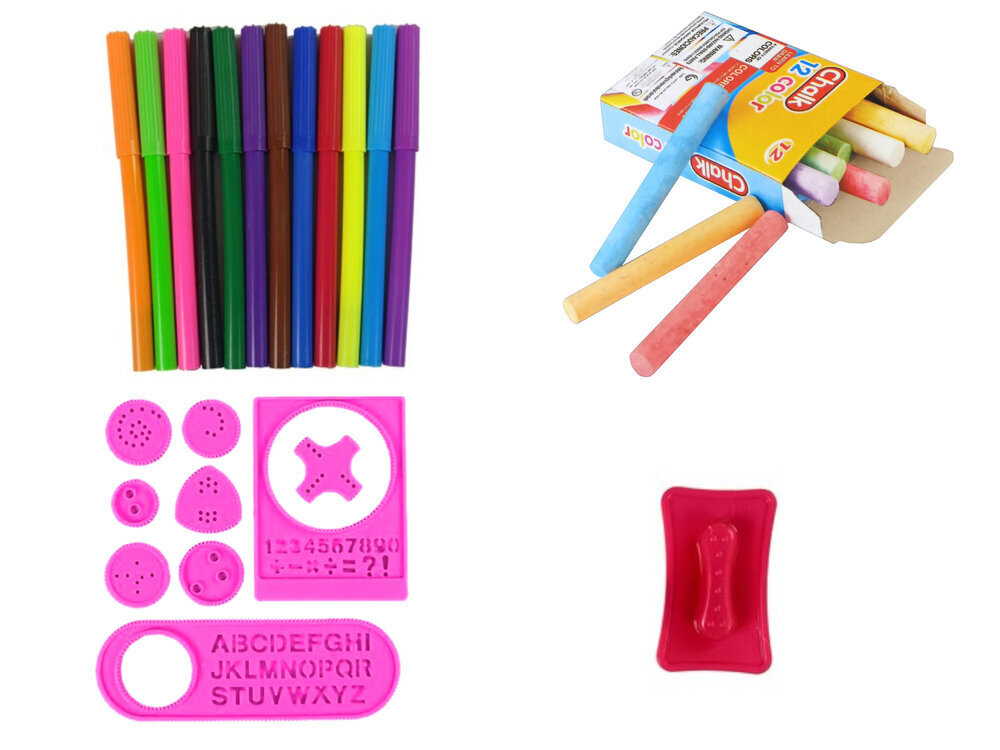 Kahepoolne kriit-magnettahvel tarvikutega, roosa hind ja info | Arendavad laste mänguasjad | hansapost.ee