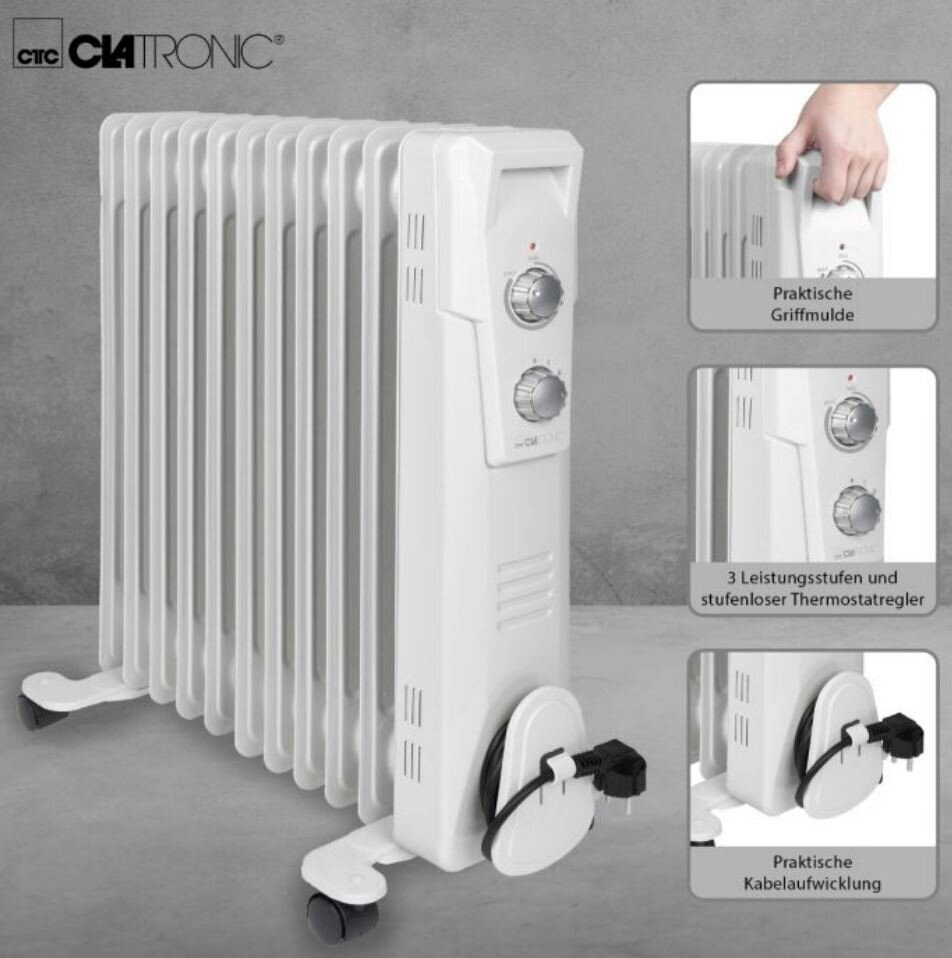 Õliradiaator Clatronic Clatronic RA3737 цена и информация | Küttekehad | hansapost.ee