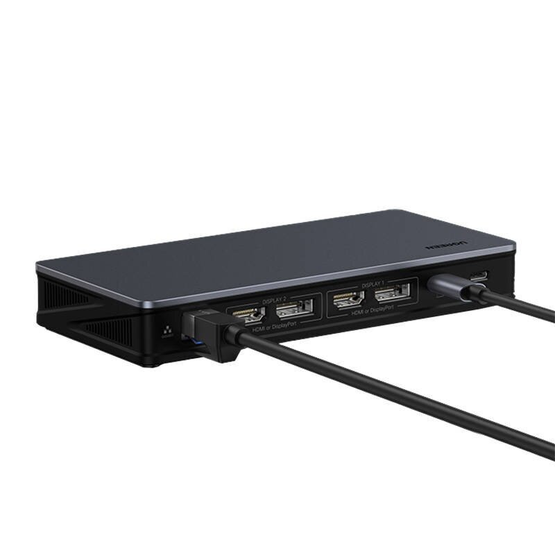 Adapter HUB UGREEN CM615 USB-C to 2x USB-A, 1x USB-C 3.1, 2x HDMI, 2x DP, SD|TF, RJ45 цена и информация | USB adapterid ja jagajad | hansapost.ee
