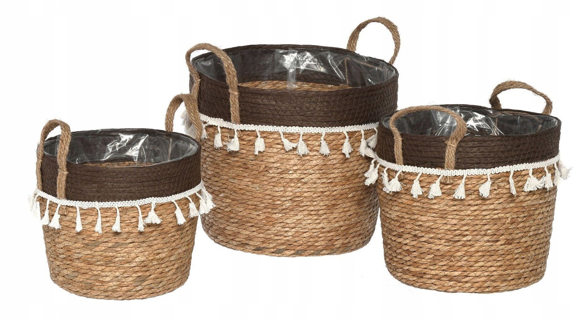 3x decorative basket seagrass braided straw hind ja info | Lillepotid | hansapost.ee