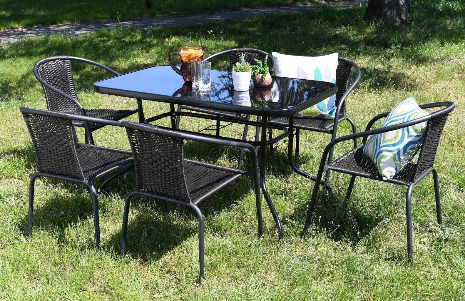 Garden set table + 6 chairs black цена и информация | Välimööbli komplektid | hansapost.ee