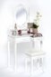 Lara II dressing table with a stool, dimensions 75x40x145, white, 4 drawers hind ja info | Meigilauad | hansapost.ee