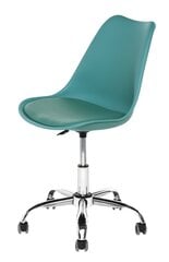 Diego Swivel Office Armchair With Pu Cushion 47.5x45x79/89cm, Metal Base, Turquoise цена и информация | Офисные кресла | hansapost.ee