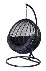 HANGING CHAIR COCOON DE LUXE 120X73X195CM ECO-RATTAN BLACK, BLACK PILLOW price and information | Garden chairs, balcony chairs | hansapost.ee