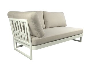 SOFA 2-SEATER LEFT SUE 172X91X71CM ALU WHITE FABRIC BEIGE цена и информация | Садовые стулья, кресла, пуфы | hansapost.ee