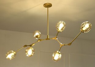 HANGING LAMP TWIG L 160X46CM GLASS ALUMINIUM STEEL GOLD, GOLD SHADE цена и информация | Люстры | hansapost.ee