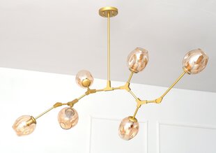 HANGING LAMP TWIG L 160X46CM GLASS ALUMINIUM STEEL GOLD, GOLD SHADE цена и информация | Люстры | hansapost.ee