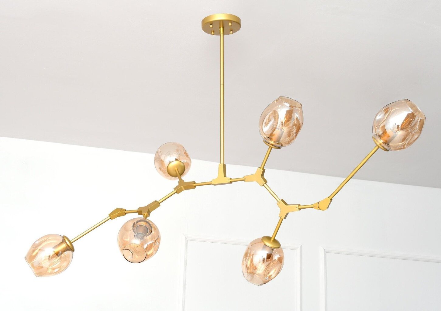 HANGING LAMP TWIG L 160X46CM GLASS ALUMINIUM STEEL GOLD, GOLD SHADE hind ja info | Rippvalgustid | hansapost.ee