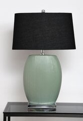 TABLE LAMP MIA H72CM CERAMIC MAT GREEN HAND MADE, CHROME WITH SHADE BLACK LINEN hind ja info | Laualambid | hansapost.ee