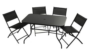 Столовый комплект, из 5 частей, черный цена и информация | Комплекты уличной мебели | hansapost.ee