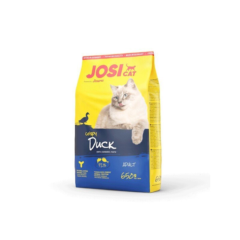 Kuivtoit kassidele Josera Josicat Crispy Duck pardiga, 650 g hind ja info | Kassi kuivtoit ja kassikrõbinad | hansapost.ee