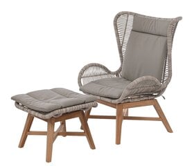 Кресло с подставкой для ног Noa, серый/коричневый цвет цена и информация |  Садовые стулья, кресла, пуфы | hansapost.ee