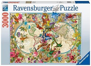 Pusle Ravensburger Flora & Fauna World Map, 3000 tk. hind ja info | Pusled lastele ja täiskasvanutele | hansapost.ee
