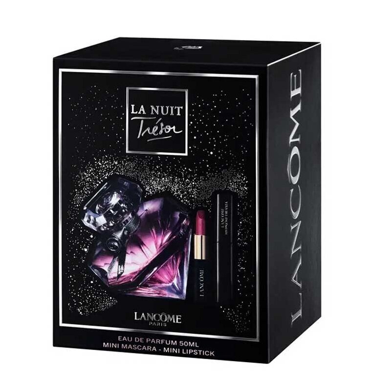 Kosmeetikakomplekt Lancome La Nuit Tresor naistele: parfüümvesi EDP, 50 ml + huulepulk L' Absolu Rouge Matte 505 Attrape Coeur + ripsmetušš Hypnose Drama Excessive Black, 2 ml цена и информация | Lauvärvid, ripsmetušid ja silmapliiatsid | hansapost.ee