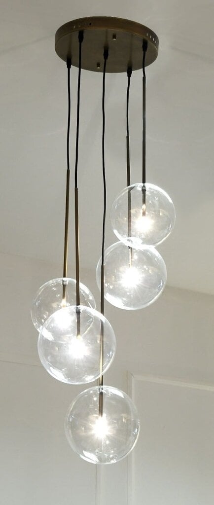 HANGING LAMP CANIS CINQUE 45X45X120CM BRASS, GLASS TRANSPARENT цена и информация | Rippvalgustid | hansapost.ee