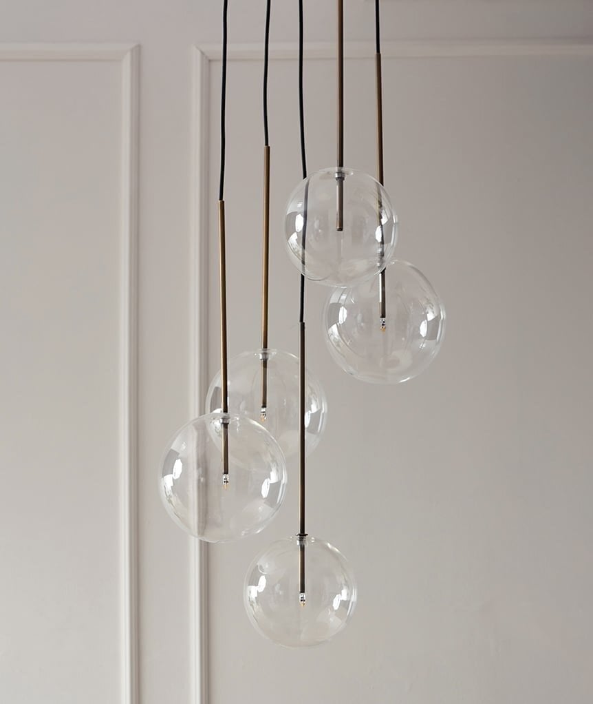 HANGING LAMP CANIS CINQUE 45X45X120CM BRASS, GLASS TRANSPARENT цена и информация | Rippvalgustid | hansapost.ee