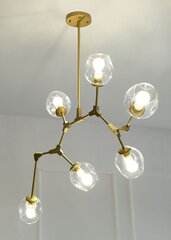 HANGING LAMP TWIG L 160X46CM GLASS ALUMINIUM STEEL GOLD, TRANSPARENT SHADE цена и информация | Люстры | hansapost.ee