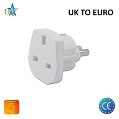 HQ Переходник сетевого гнезда UK (Аглия) 3pin на Euro стандарт 2Pin UK на EU адаптер Белый (OEM) цена и информация | Адаптеры, USB-разветвители | hansapost.ee