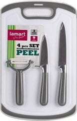 Lamart PEEL Набор кухонных инструментов из 4 предметов: ножи, овощечистка и доска цена и информация | Ножи и аксессуары для них | hansapost.ee