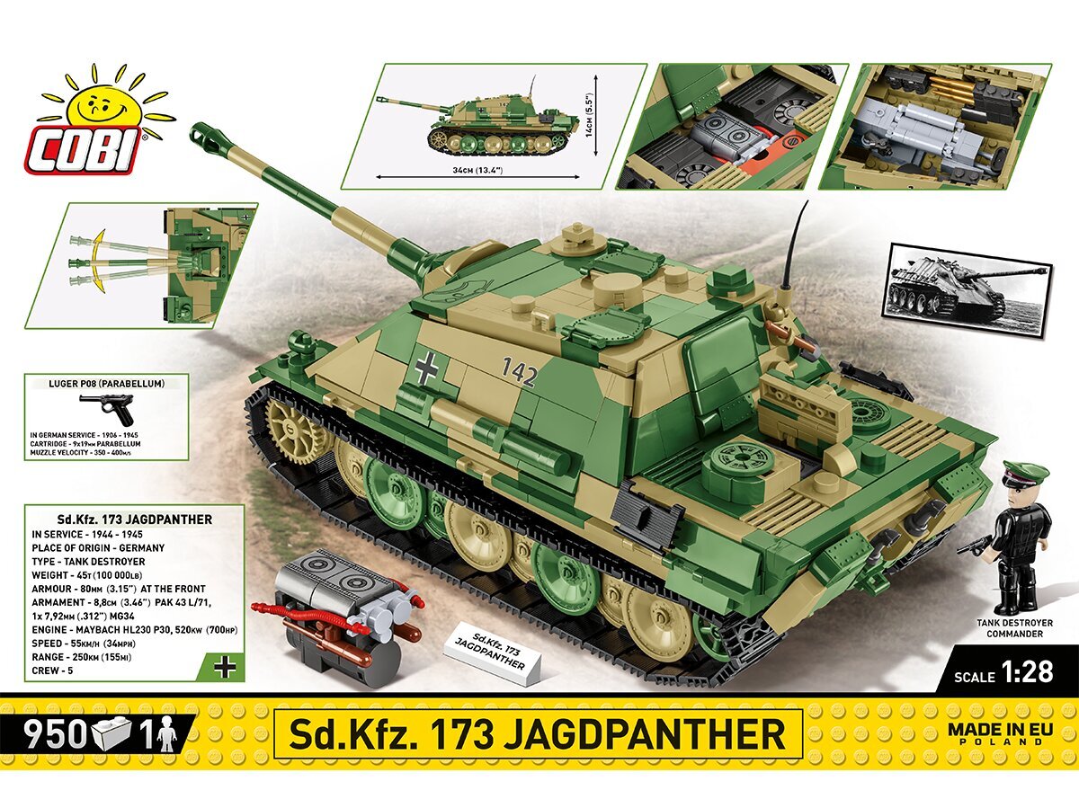 Mudelkomplekt Cobi Plastkonstruktorid Sd.Kfz.173 Jagdpanther, 1/28, 2574 цена и информация | Klotsid ja konstruktorid | hansapost.ee