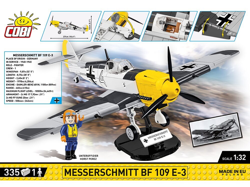 Plastkonstruktorid Messerschmitt Bf 109 E-3, 1/32, 5727 цена и информация | Klotsid ja konstruktorid | hansapost.ee