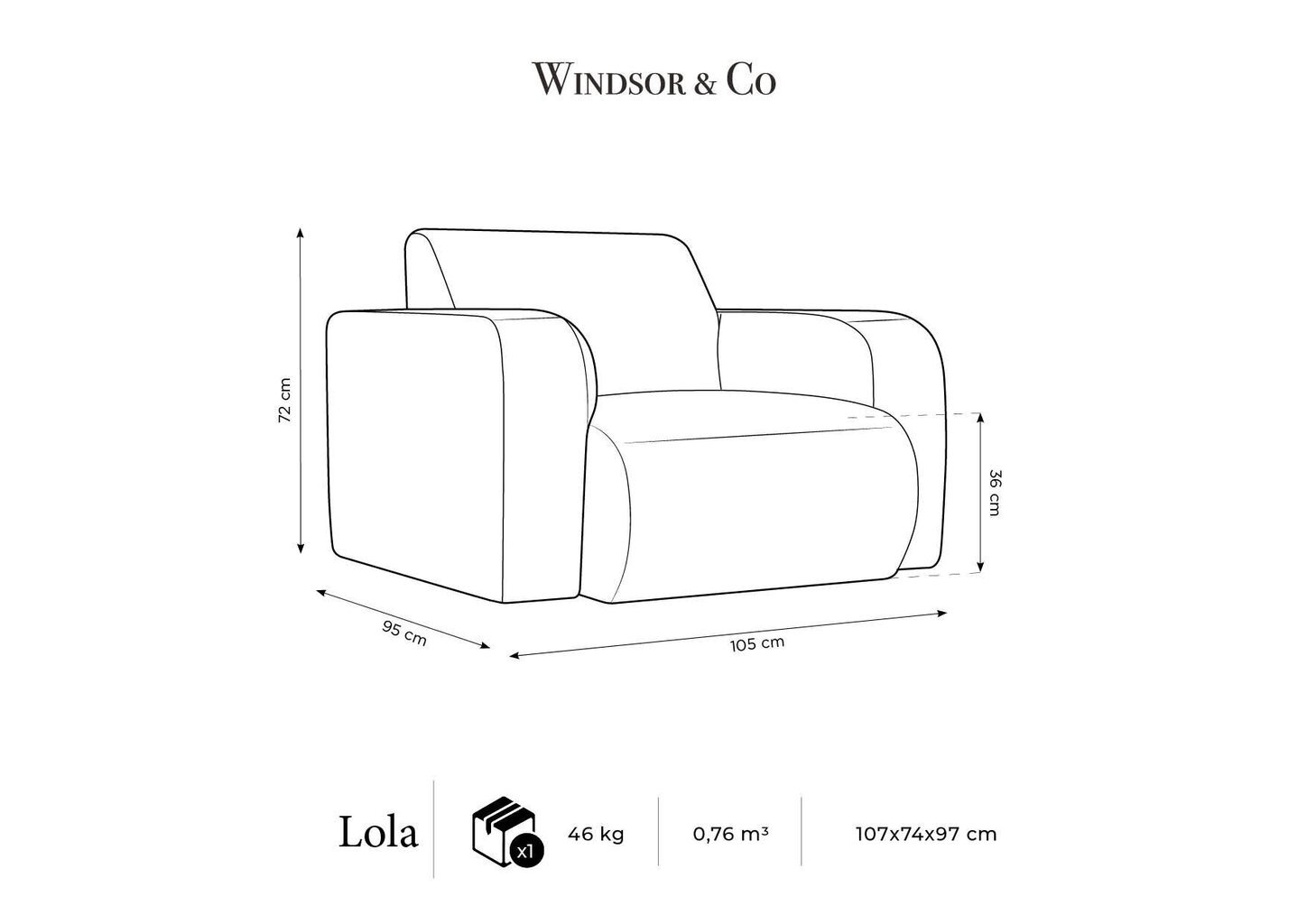 Tugitool Windsor & Co Lola, sinine цена и информация | Tugitoolid | hansapost.ee