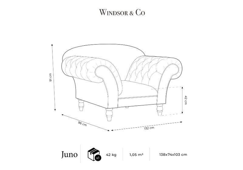 Fotelis Windsor & Co Juno, 132x96x91 cm, hall/must hind ja info | Tugitoolid | hansapost.ee