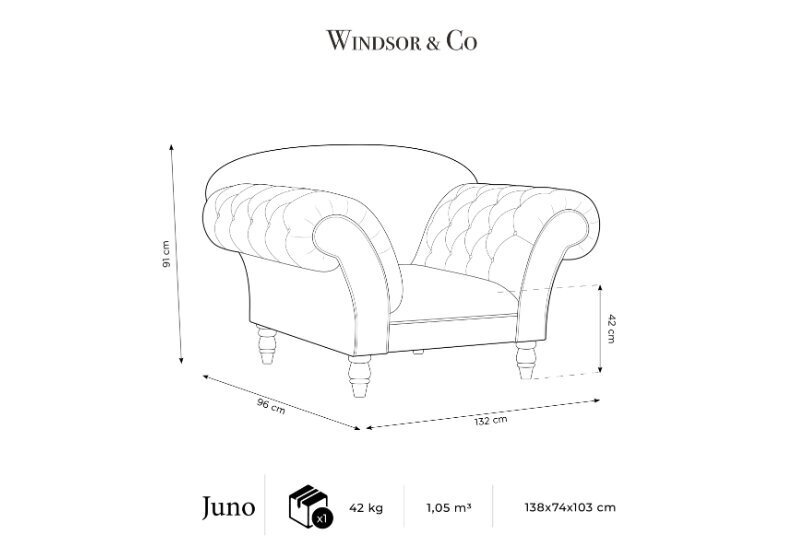 Fotelis Windsor & Co Juno, 132x96x91 cm, hall/kuldne hind ja info | Tugitoolid | hansapost.ee