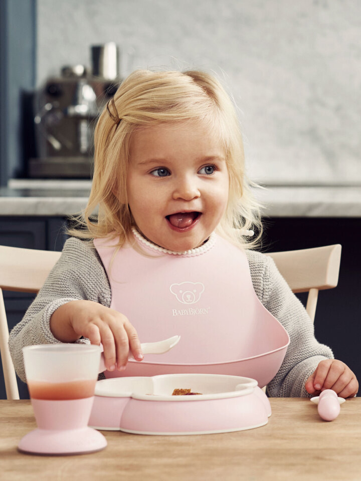 Sööginõude komplekt BabyBjörn Baby Dinner Set, 5 osa, roosa цена и информация | Laste taldrikud, kausid ja söögiriistad | hansapost.ee
