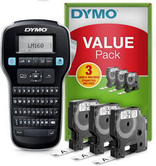 Dymo etiketiprinter LabelManager 160 Valuepack + 3 D1-lindikassetti hind ja info | Printeritarvikud | hansapost.ee