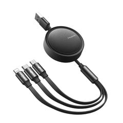 McDodo 3in1 telefonikaabel USB - Iphone , USB-C , microUSB 1.2m must sissetõmmatav CA-7250 hind ja info | Mobiiltelefonide kaablid | hansapost.ee