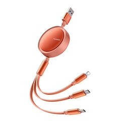 Mcdodo 3-in-1 sissetõmmatav USB + Lightning + USB-C + microUSB kaabel 1,2 m oranž sissetõmmatav CA-7252 цена и информация | Кабели и провода | hansapost.ee